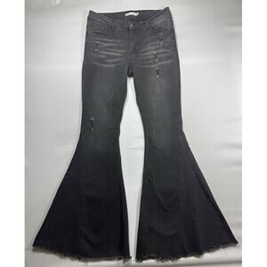 Lil Bee's Bohemian Boutique Women's Super Flare Black Denim Jeans - 12 (31x34.5)